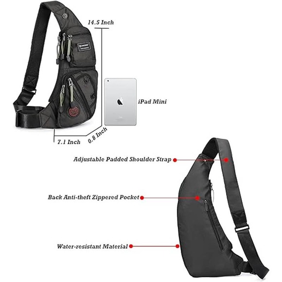 Unisex Nylon Green Mini Chest Shoulder Water-Resistant Sling Bag - Picture 6 of 6